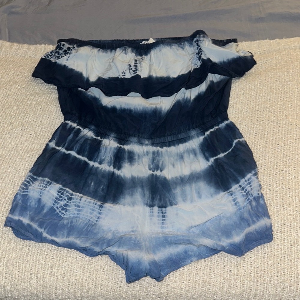 Off-Shoulder American Eagle Tie-Dye Romper